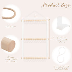 POVETIRE canvas straps and wooden sticks assembled for hanging organizer.