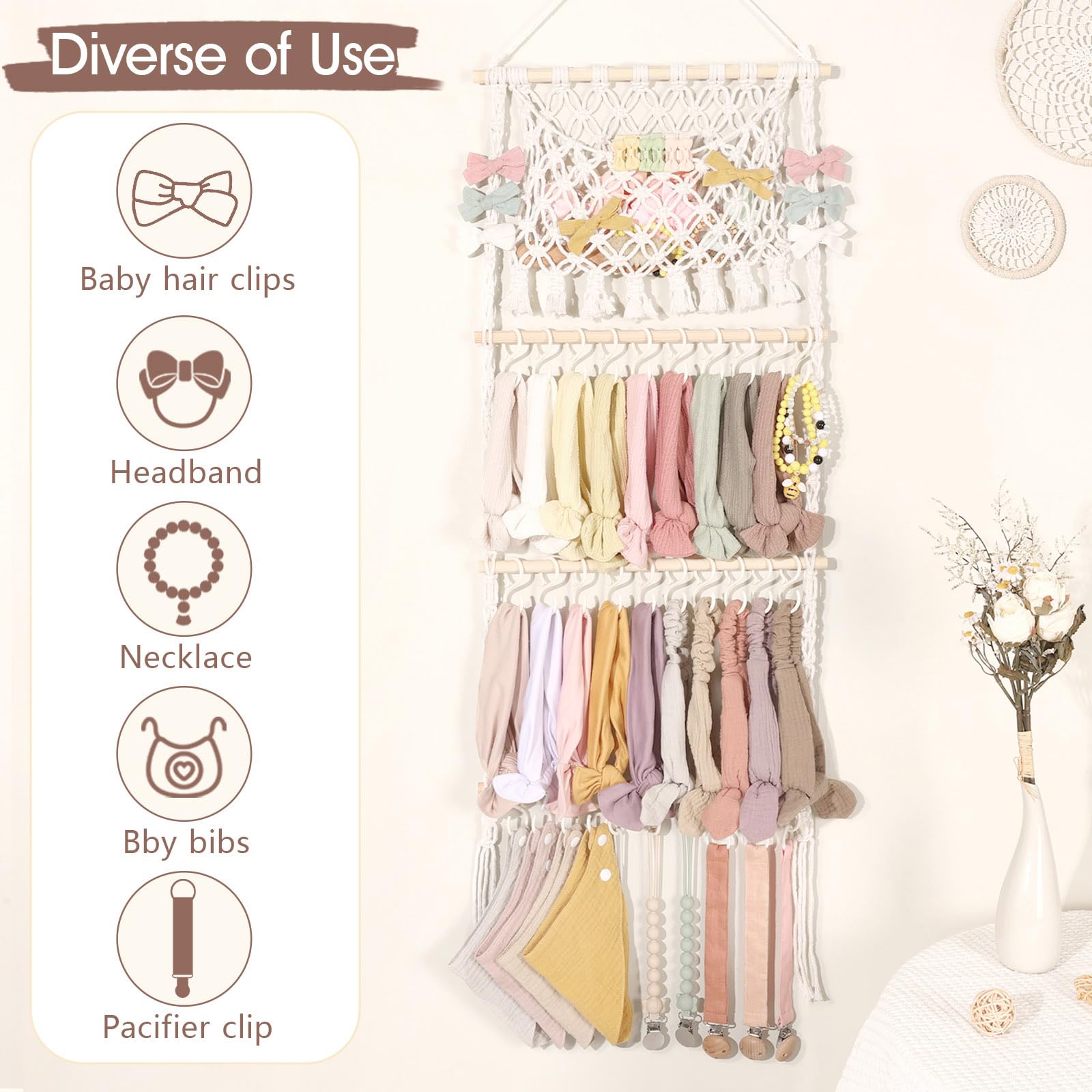 POVETIRE cotton fabric bow holder is strong, tear-resistant, and easy to wipe clean.