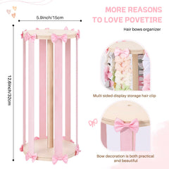 POVETIRE Wooden bow organizer on dresser decor keeps clips within reach