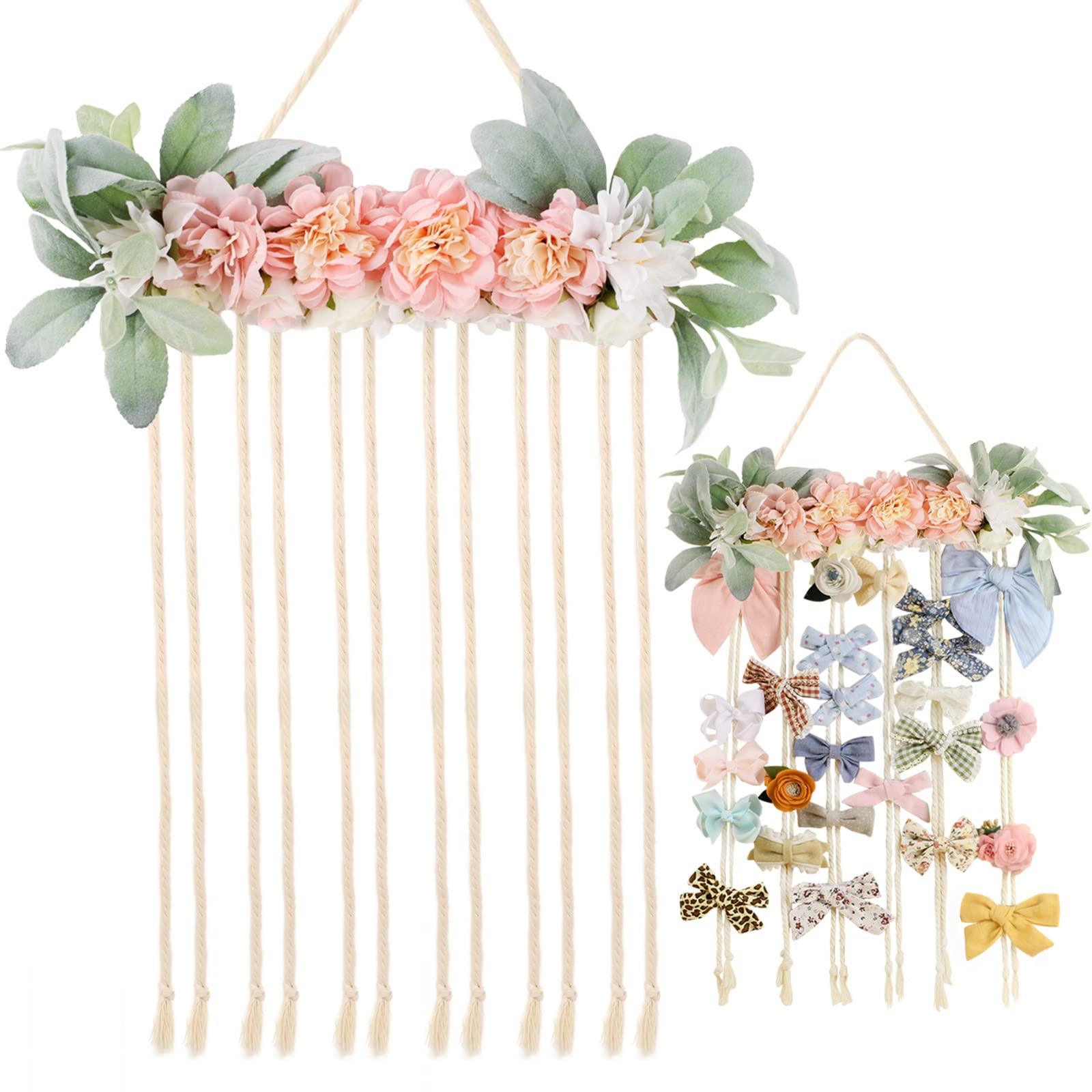 POVETIRE flower bow holder wall display keeps bows organized and decorative.