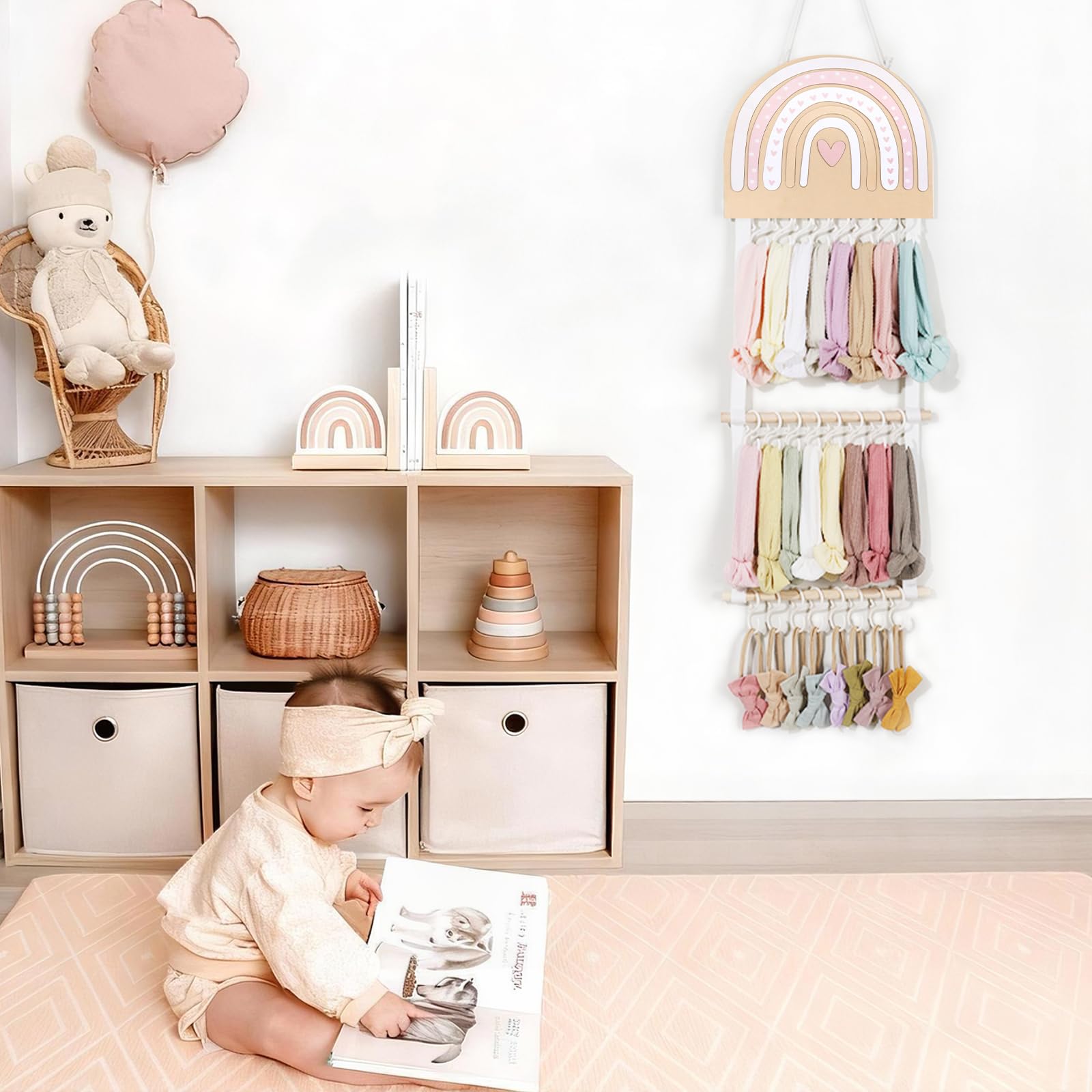 POVETIRE hair accessories organizer wall hanger stores newborn bows and clips within easy reach