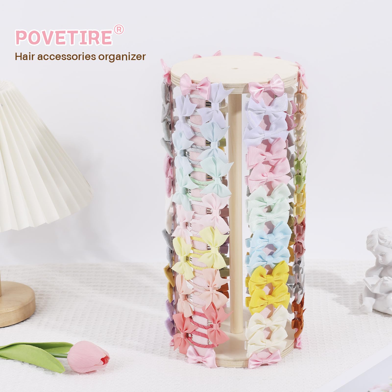 POVETIRE Pink bows display rack showcasing favorites for outfits