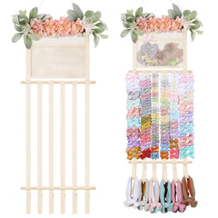 POVETIRE headband holder wall display with floral leaves for easy bows organization