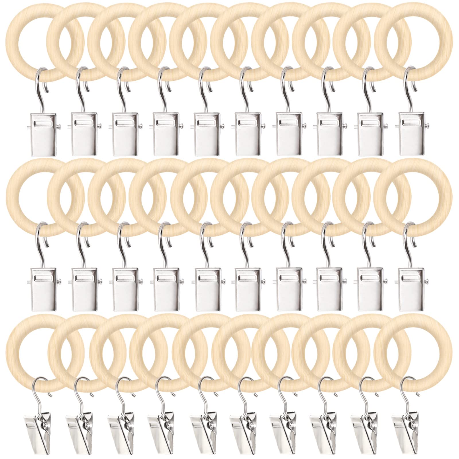 POVETIRE headbands hanger wood ring with clip keeping accessories organized