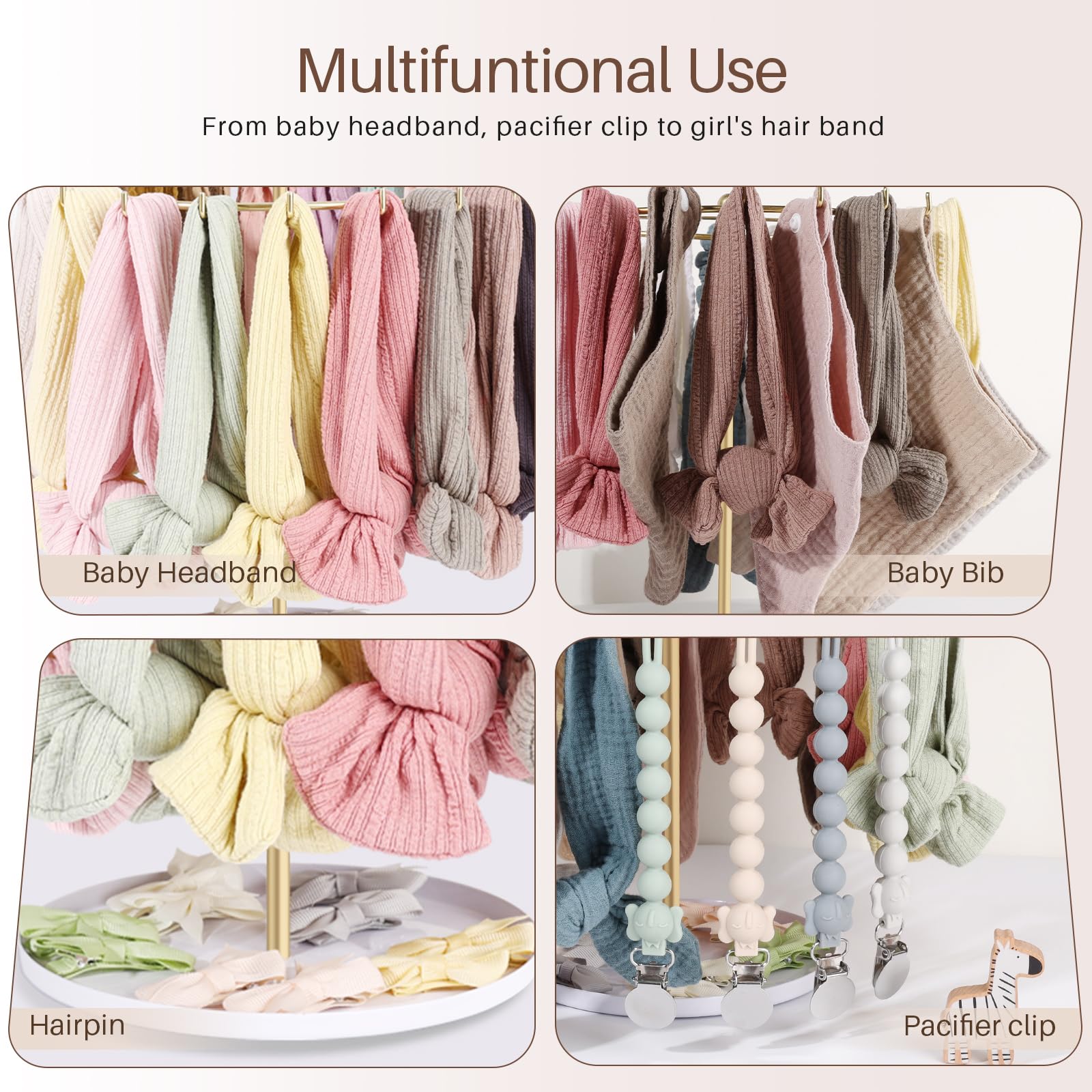 POVETIRE multi-functional baby accessory organizer stores pacifier clips, ties, and more.