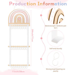 POVETIRE nursery decor in pastel tones safely stores hair accessories on a wall