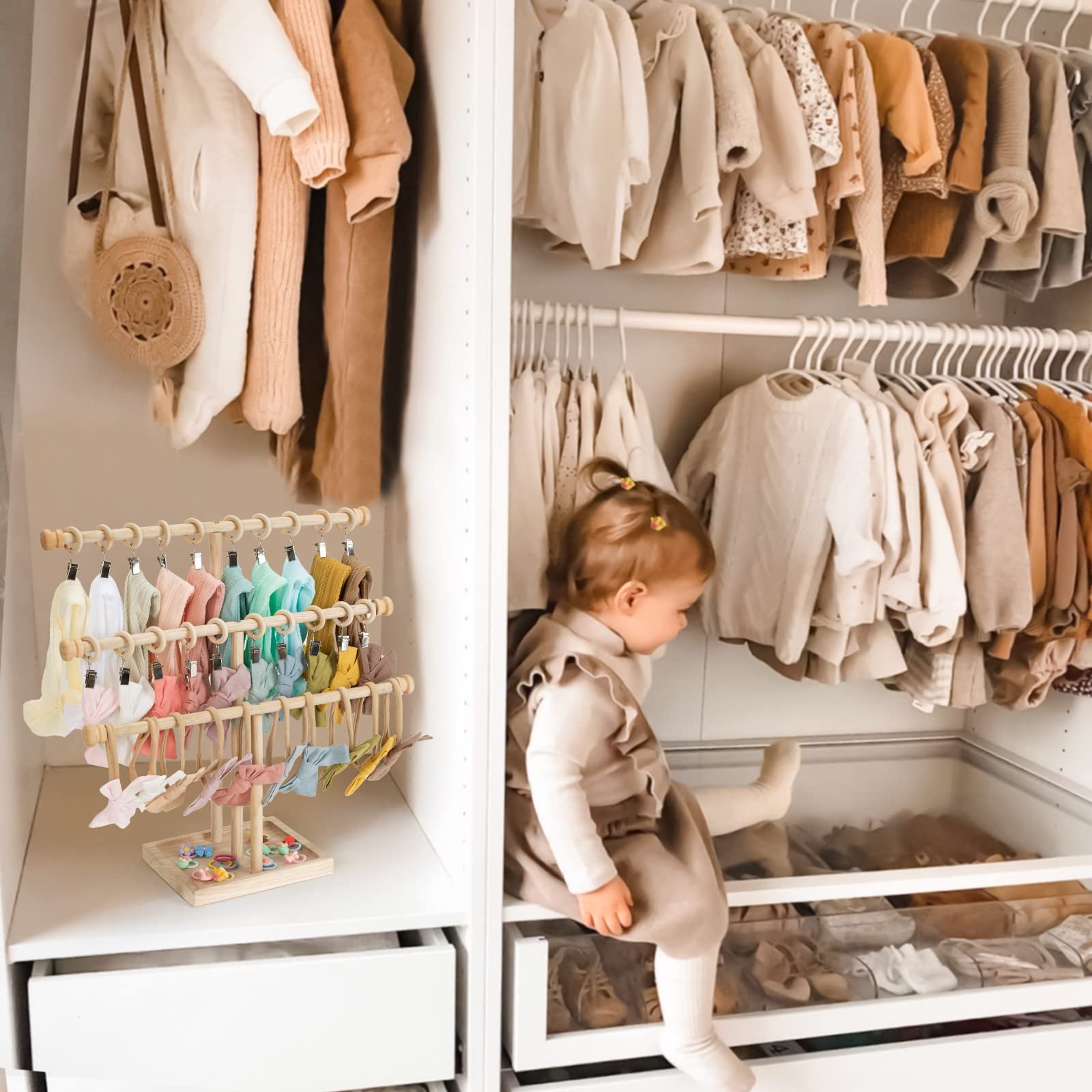 POVETIRE nursery decor friendly organizer blends with soft room tones