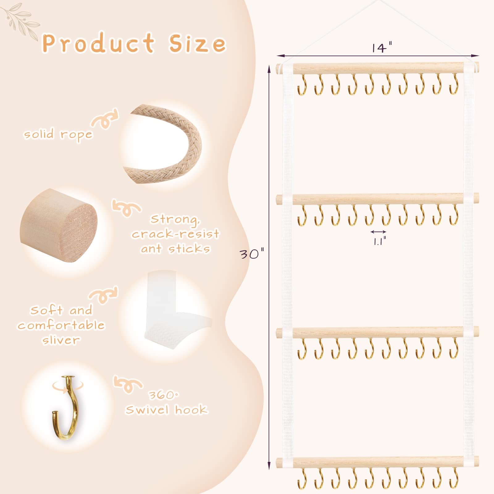 POVETIRE wall-hanging setup with four rows ready for daily headband display