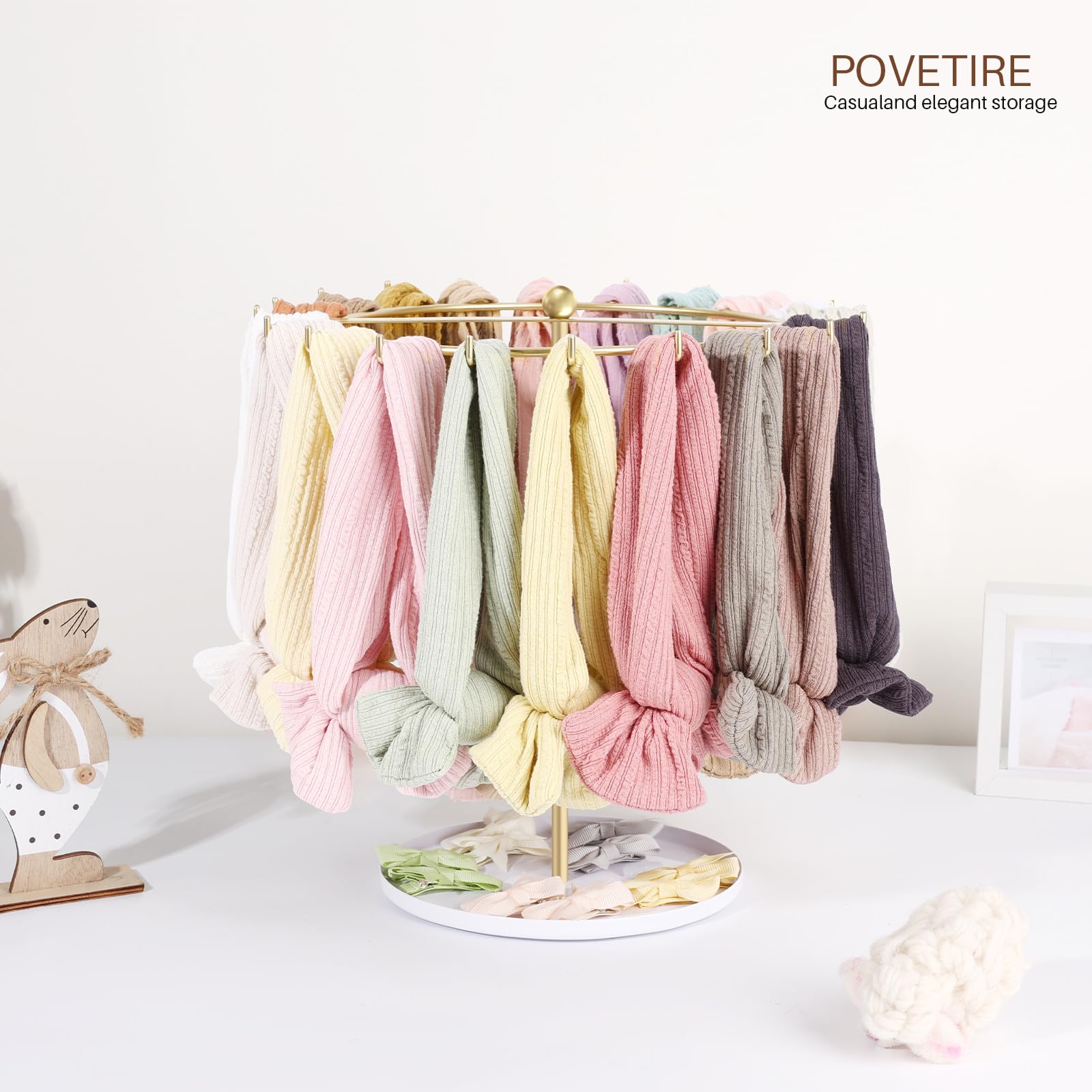 POVETIRE white-gold nursery decor pairs with many headbands while staying elegant.