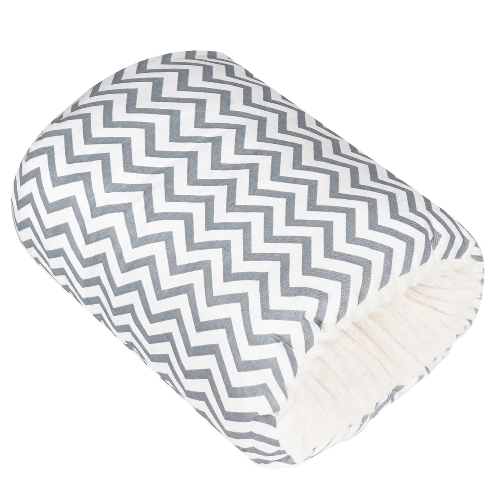 Grey stripe Povkufii arm pillow shown in use during feeding.