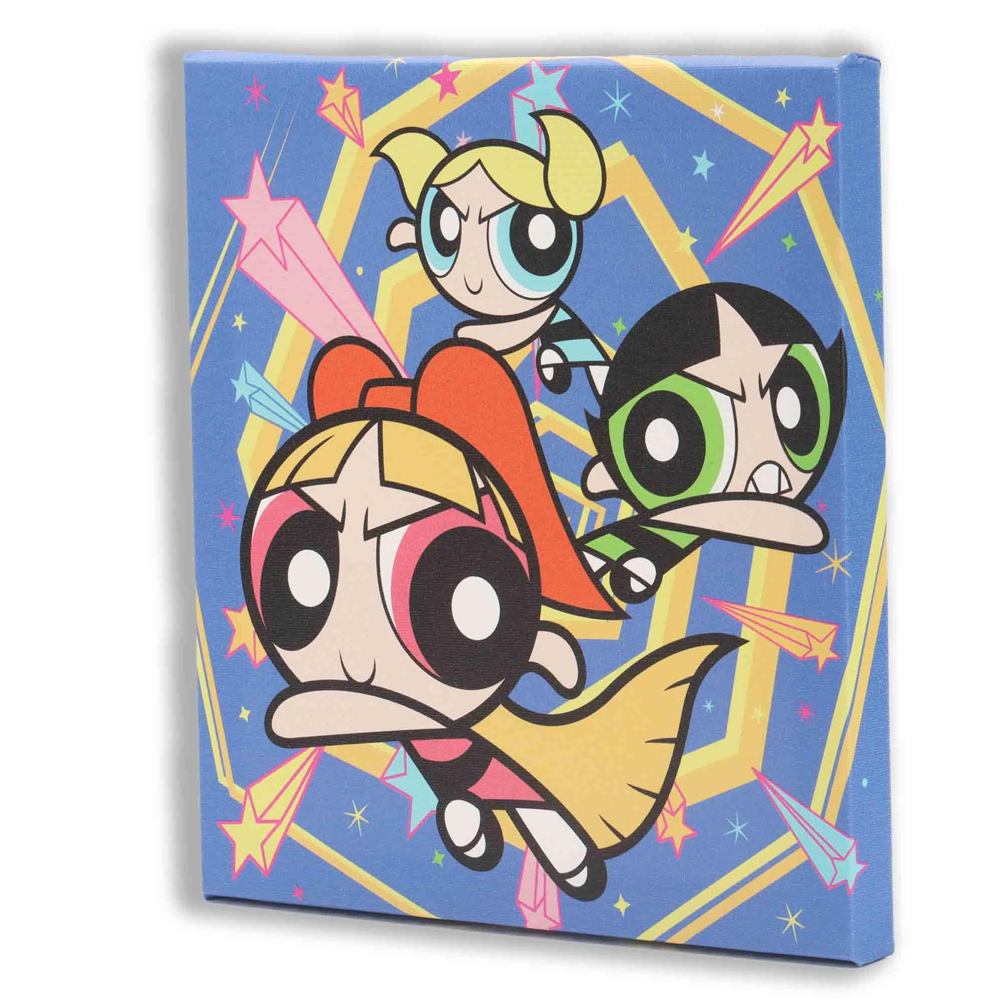 Powerpuff Girls Blossom–Bubbles–Buttercup action canvas adds playful energy to playroom