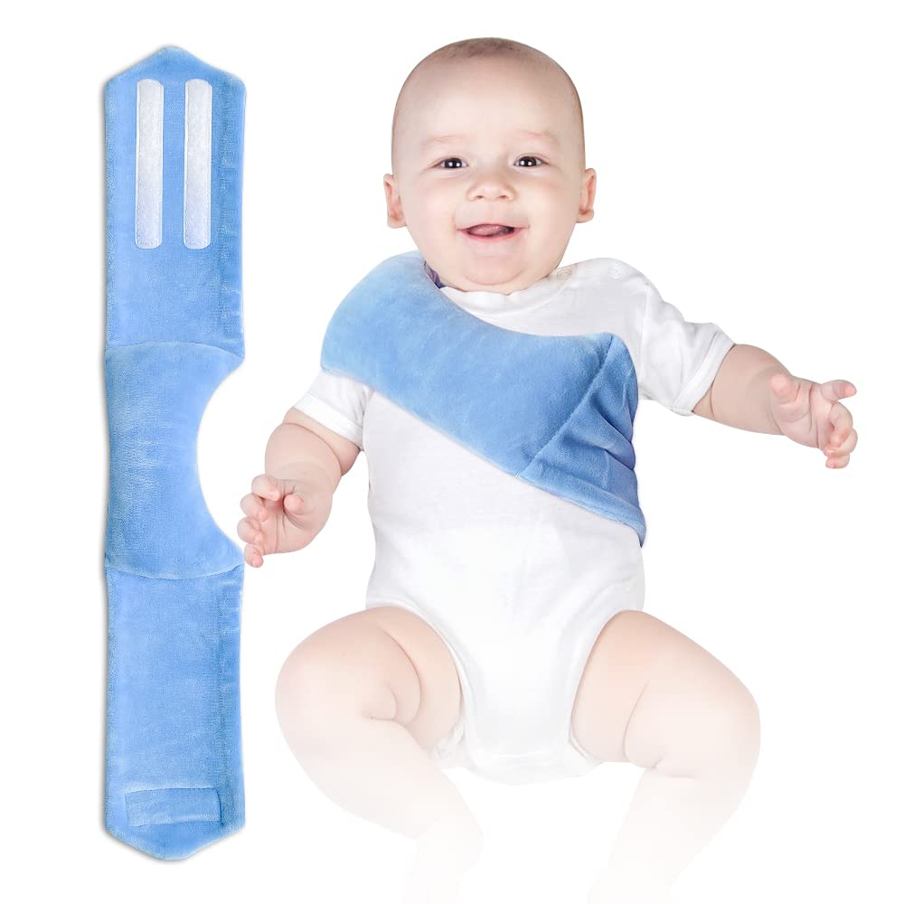 POWYS torticollis pillow for infants showing gentle head support with soft suede exterior.