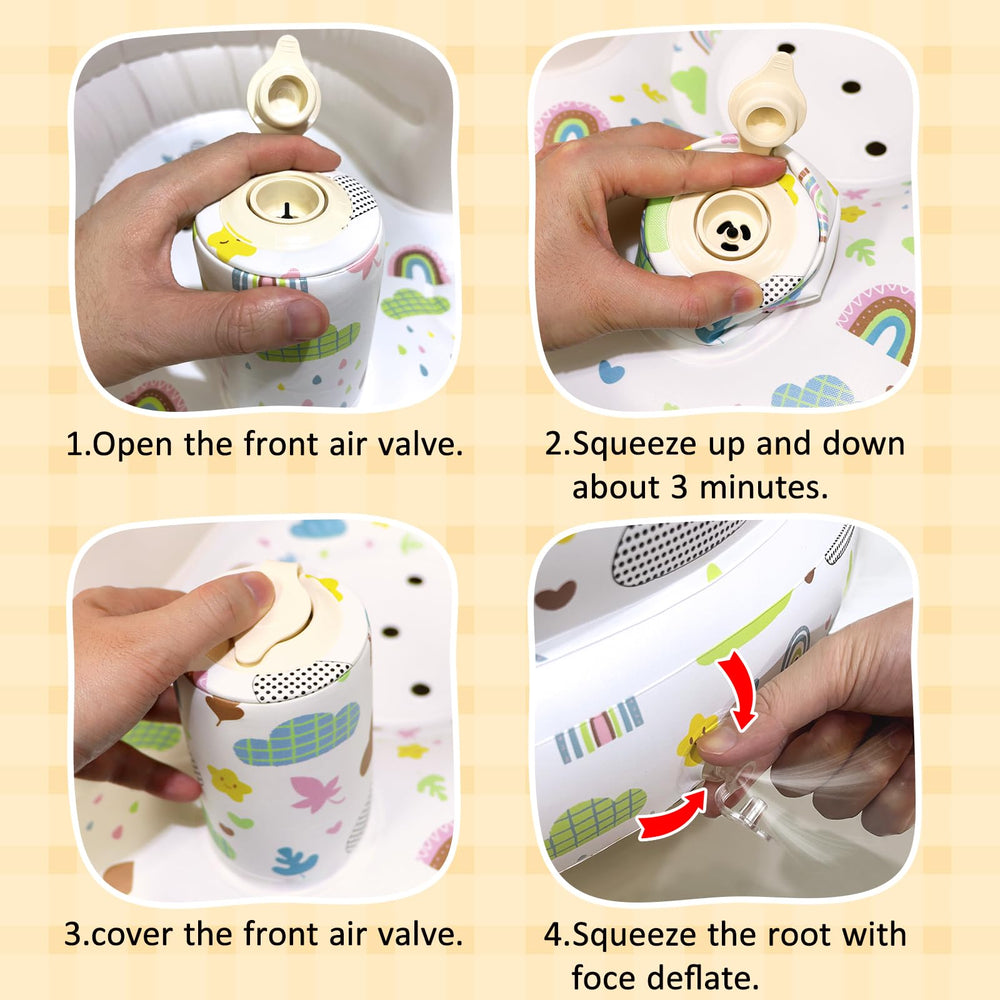 Poycuna inflatable baby seat suitable for ages 3 to 36 months and up to 66 pounds.