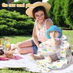 Poycuna inflatable baby seat in use supports playtime and feeding.