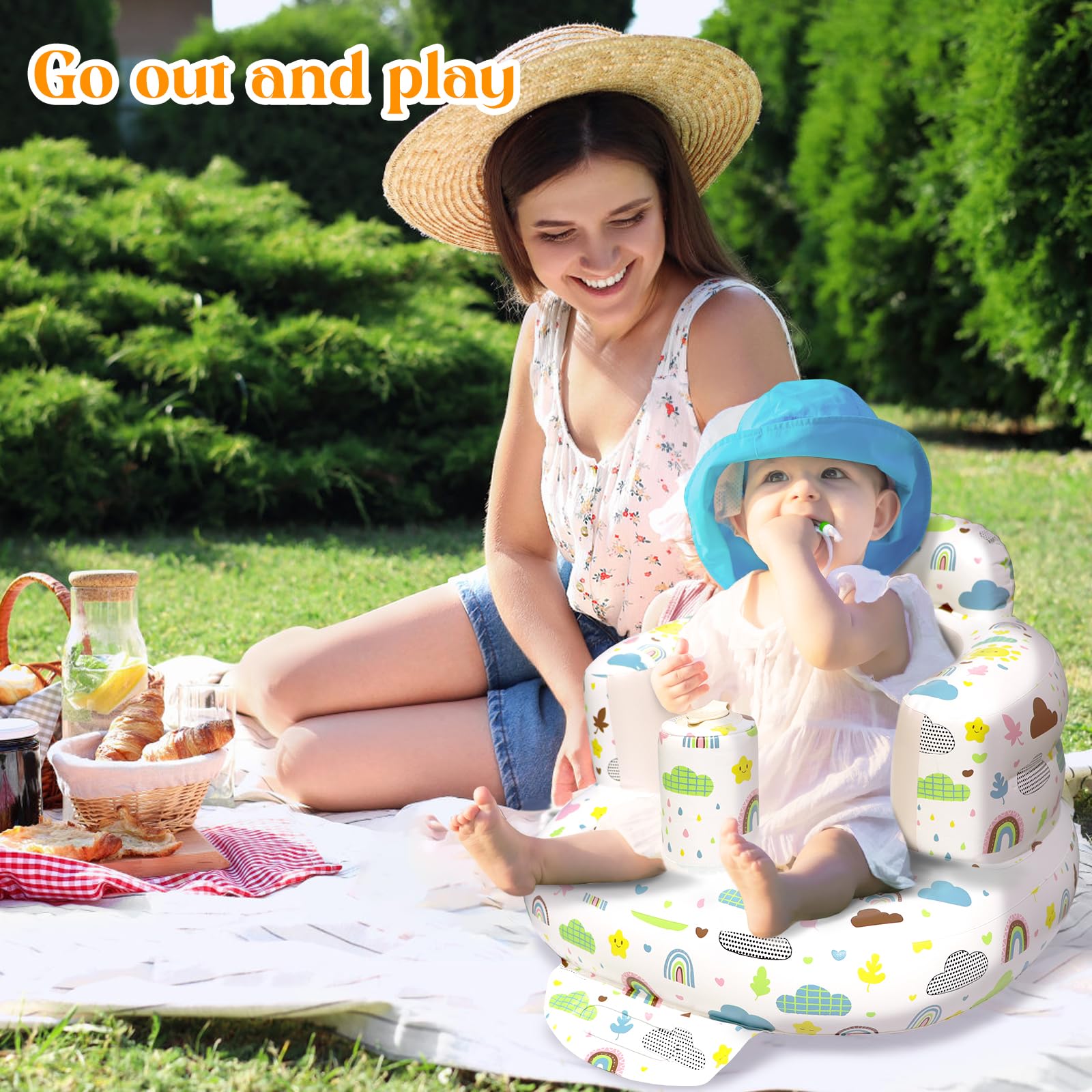 Poycuna inflatable baby seat with built-in pump inflates quickly.