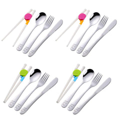 Poylim kids stainless steel knives with rounded tips for safe self-feeding.