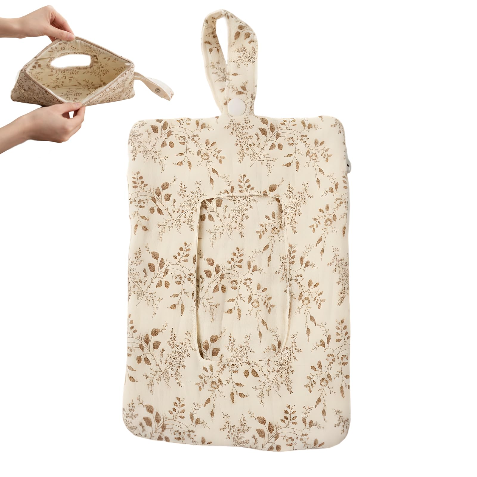 POZHDA Quilted Wipes Pouch attached to a stroller for quick access.