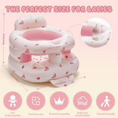 POZMTIORE inflatable baby seat side view provides ergonomic support for growing infants.