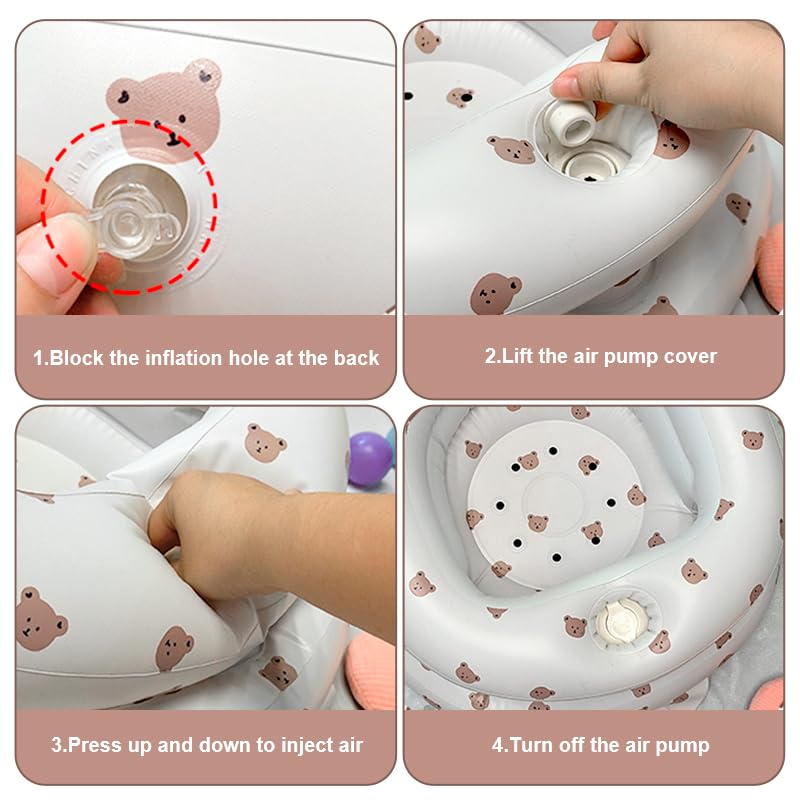 POZMTIORE inflatable baby seat with ergonomic back support comforts babies