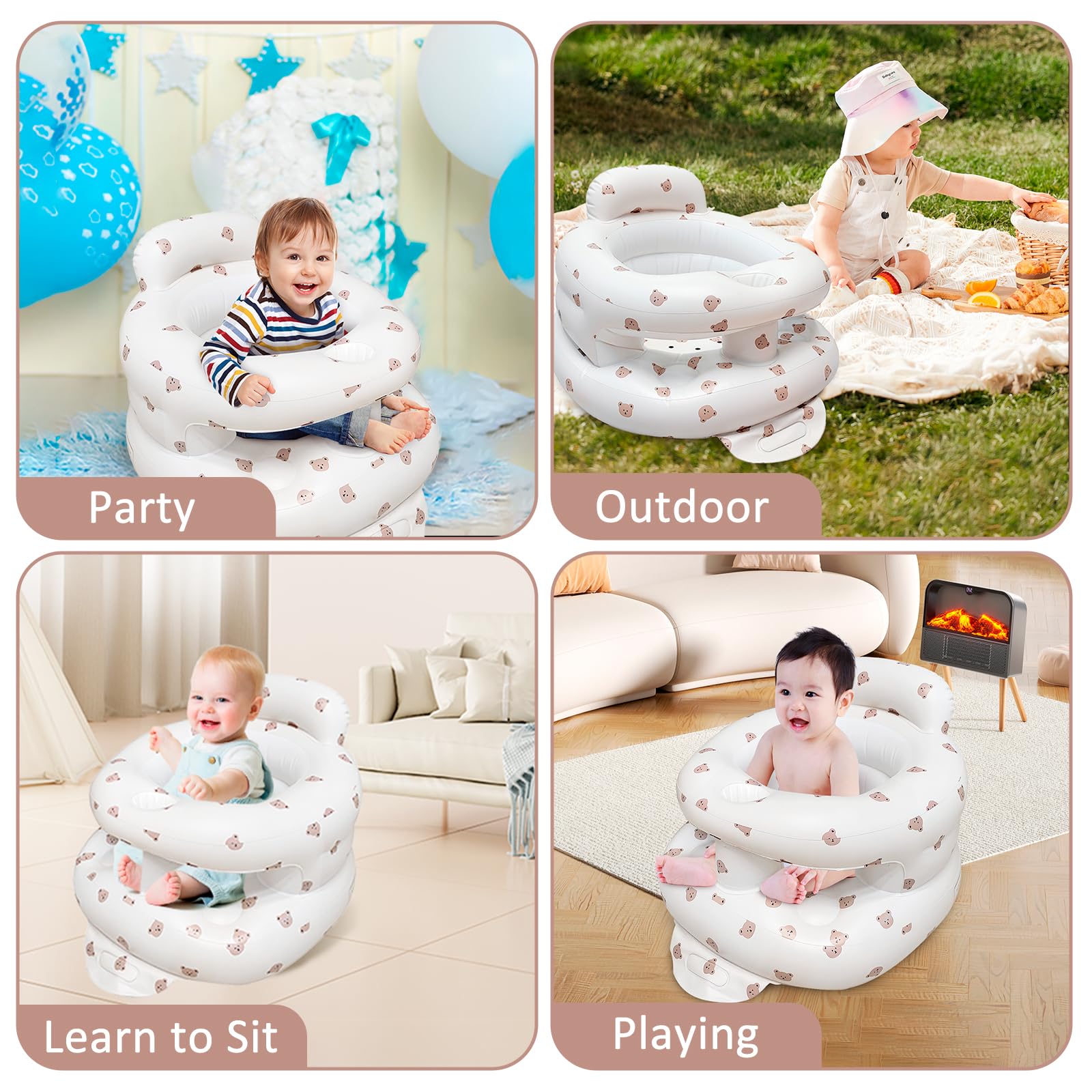 POZMTIORE inflatable baby seat portable design ideal for travel and beach