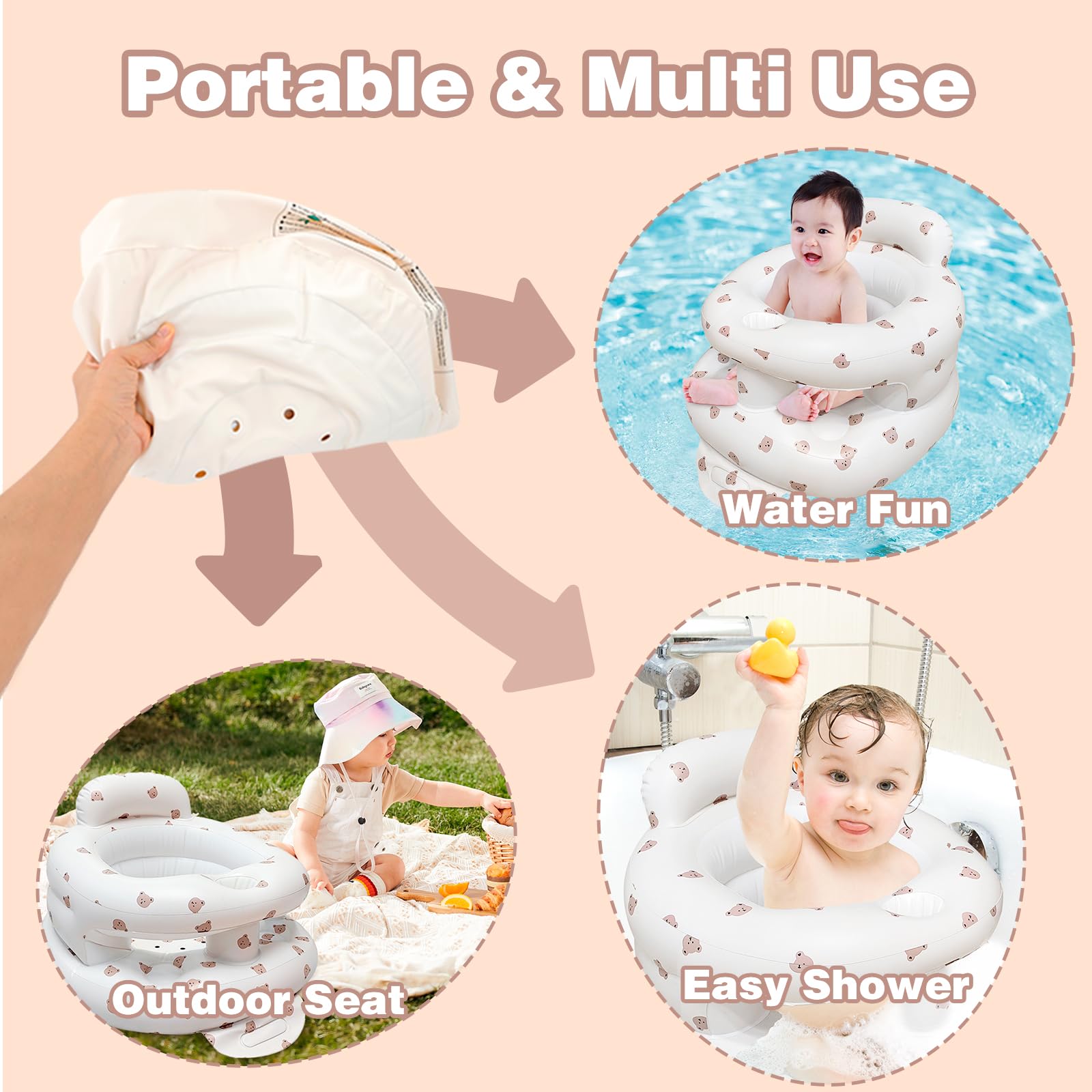 POZMTIORE inflatable baby seat safety fence prevents tipping during sitting