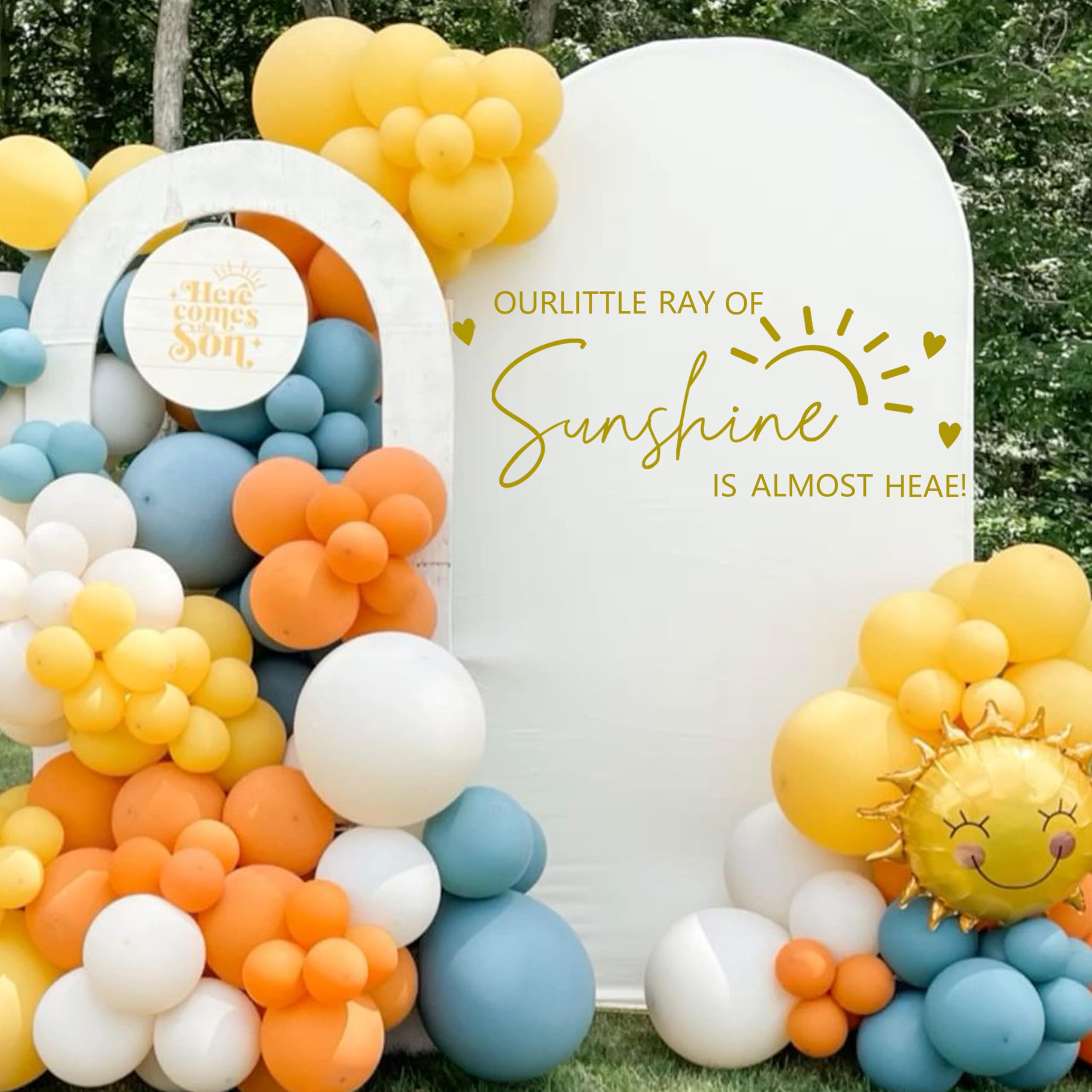 PQQIEE Sunshine-themed baby shower decal on wall creates cheerful atmosphere
