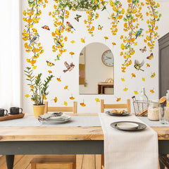 Prabahdak birds on vine wall sticker creates a tranquil, nature-inspired scene