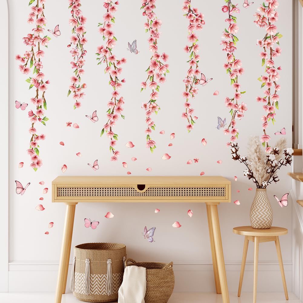 Prabahdak hanging vines wall decal creates a cascading floral accent for nurseries.