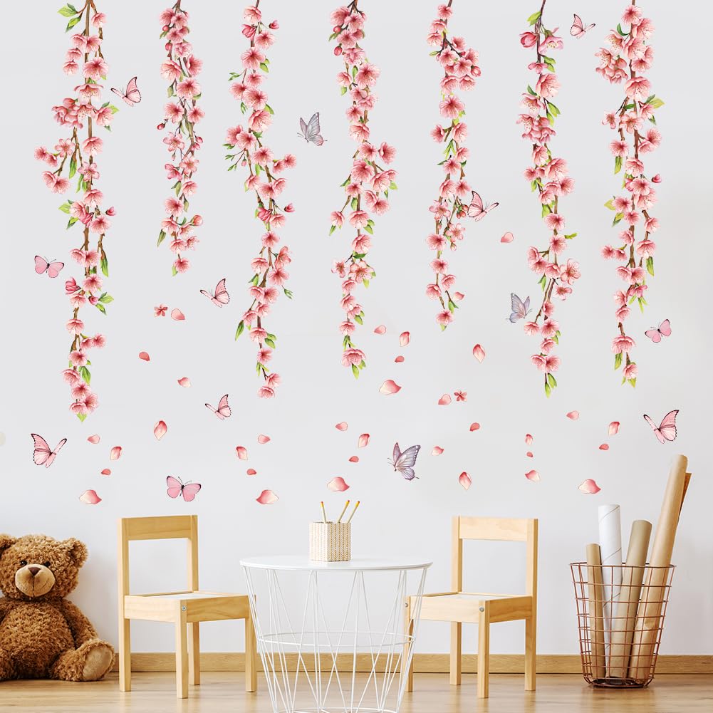 Prabahdak pink cherry blossom wall sticker highlights soft blooms for cozy spaces.