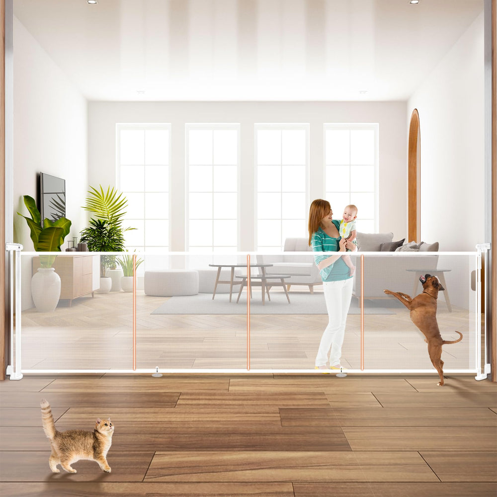 Pravoluxmax 160-inch retractable gate extended to cover wide opening