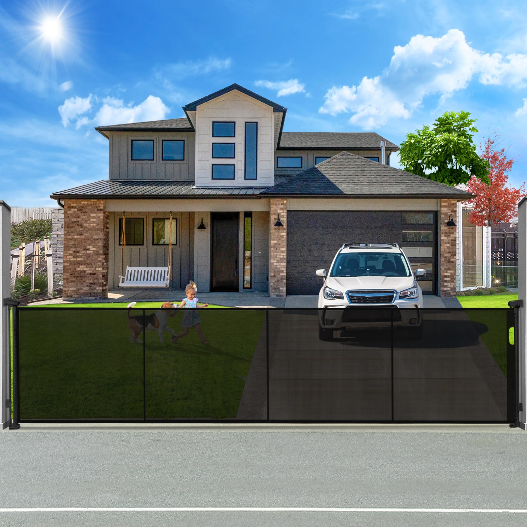 Pravoluxmax 160 retractable gate extended across a doorway for wide openings