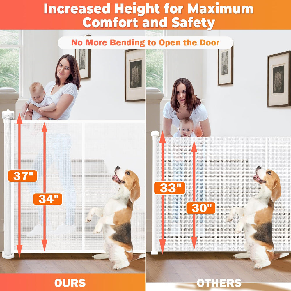 Pravoluxmax 34 inch tall gate adds height to deter climbing at stairs and entrances.