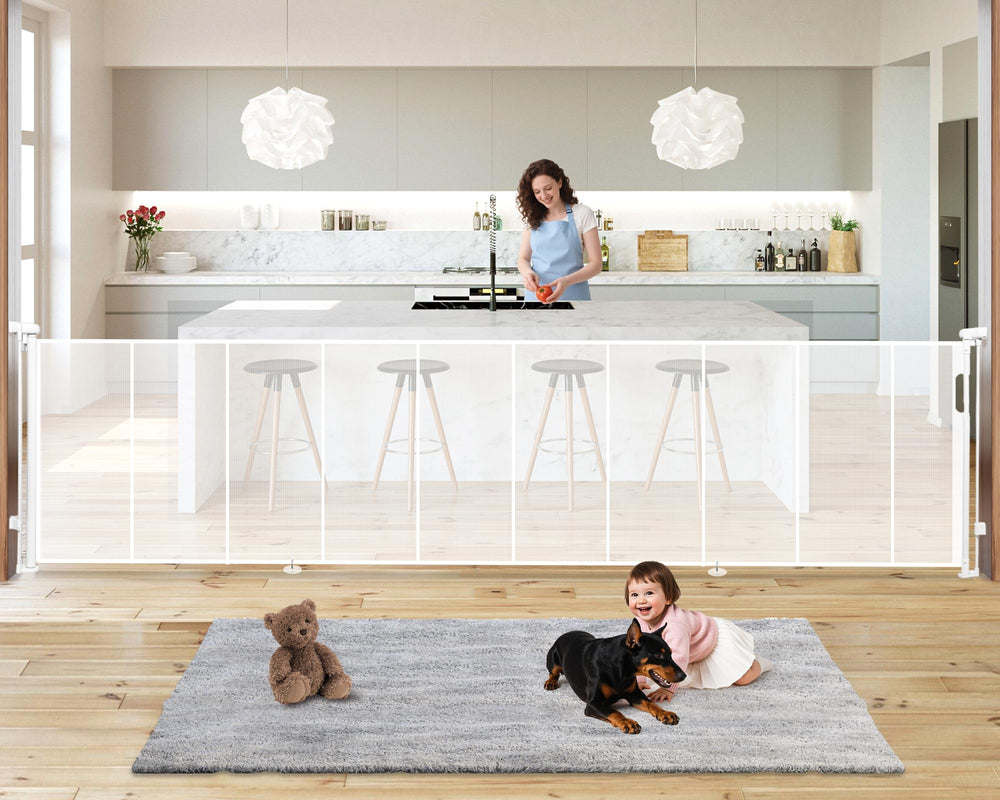 Pravoluxmax retractable gate 236-inch wide fits large openings for safe passage