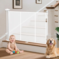 Pravoluxmax retractable gate extended for 55 inch openings, ideal for wide doorways and stairs.