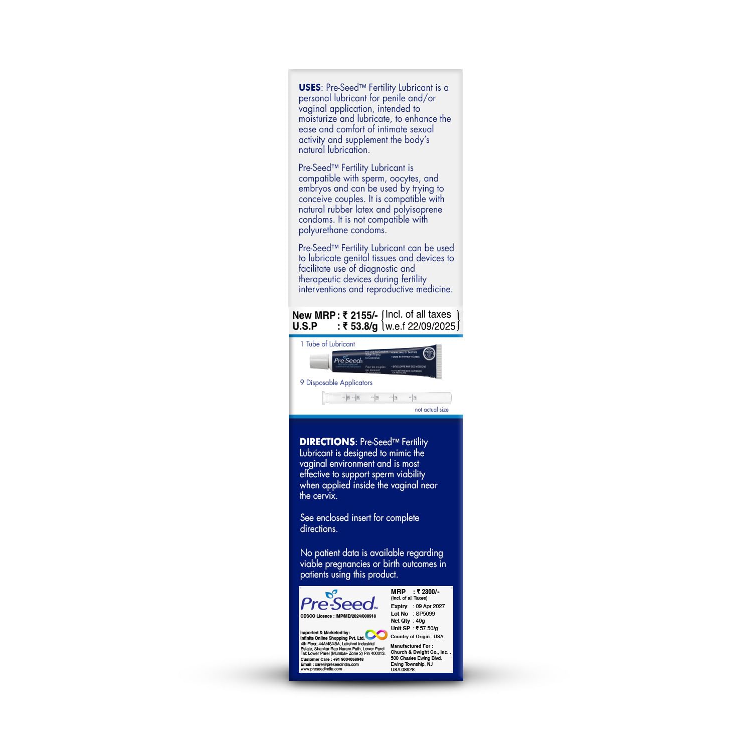 Pre-Seed label highlighting arabinogalactan for skin-friendly moisture