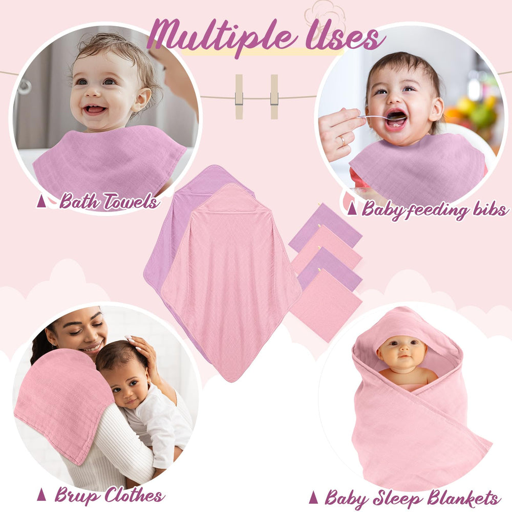 Preboun baby bath set with hooded towels and washcloths