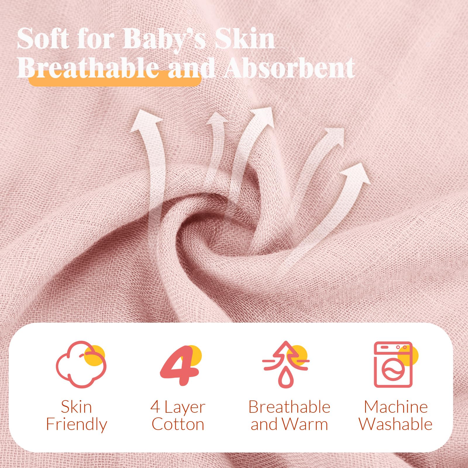 Preboun baby bath towel set, absorbent and versatile for bath and post-bath use