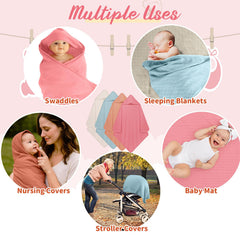 Preboun baby wearing the hooded towel shows cozy warmth after bath time.
