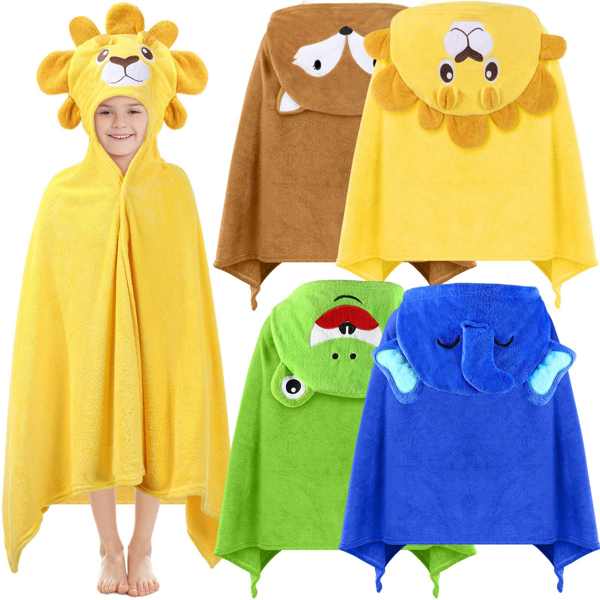 Preboun blue elephant hooded towel ready for post-bath wrap