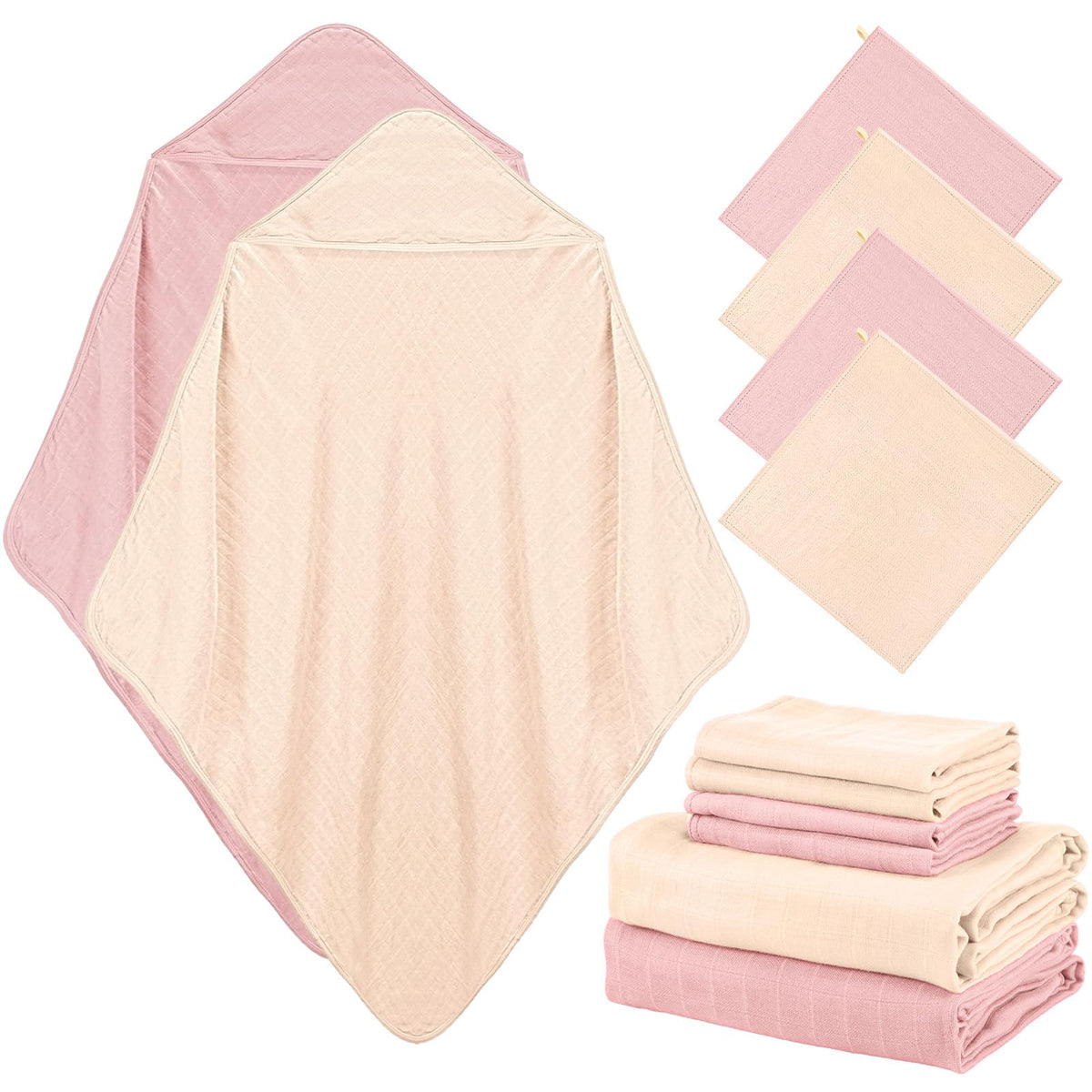 Preboun hooded baby towel in ivory, plush and absorbent for gentle drying