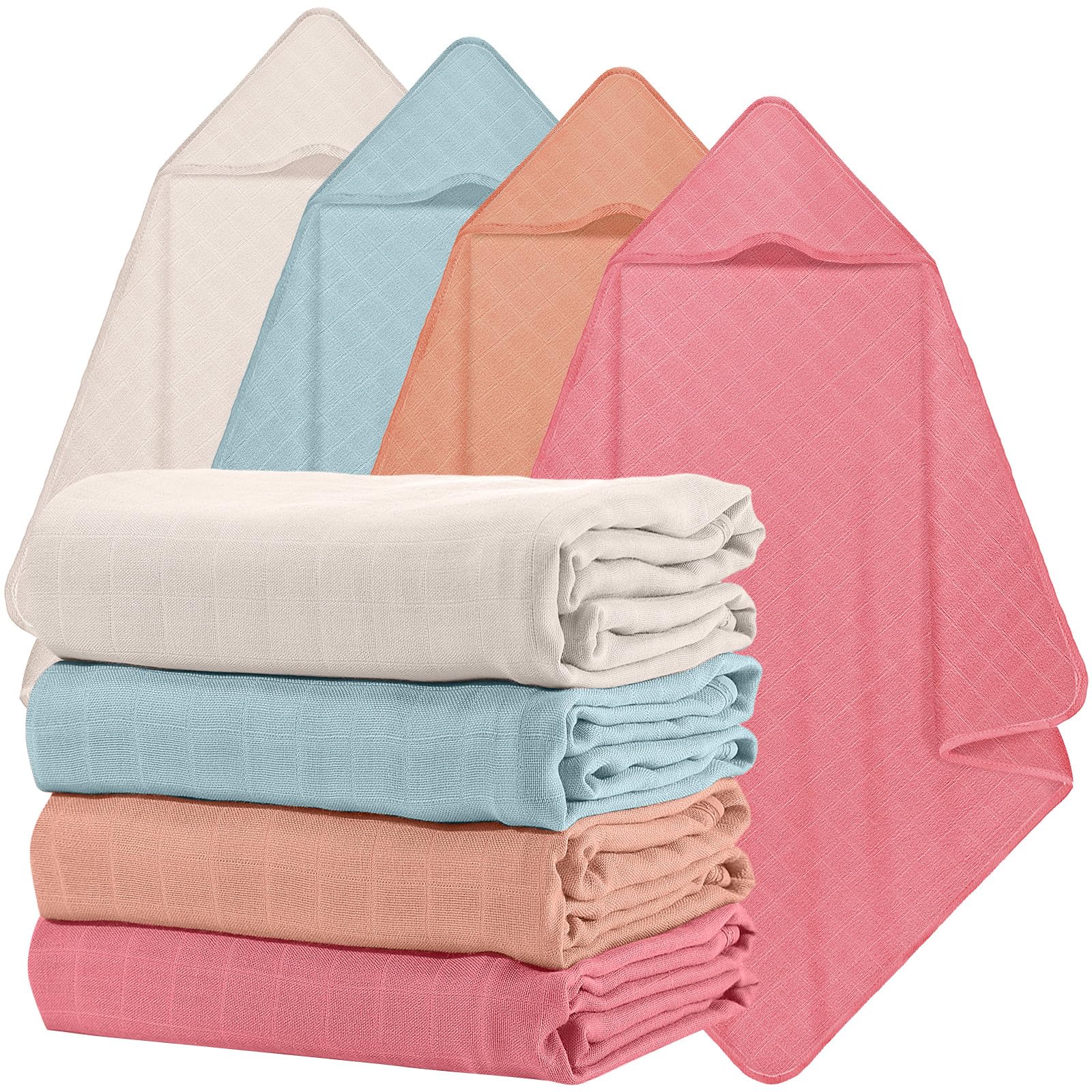 Preboun hooded baby towel in light pink demonstrates gentle drying after bath.