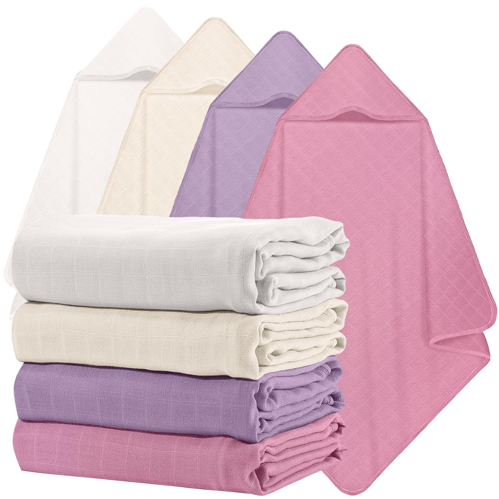 Preboun muslin hooded towel set for gentle post bath drying.