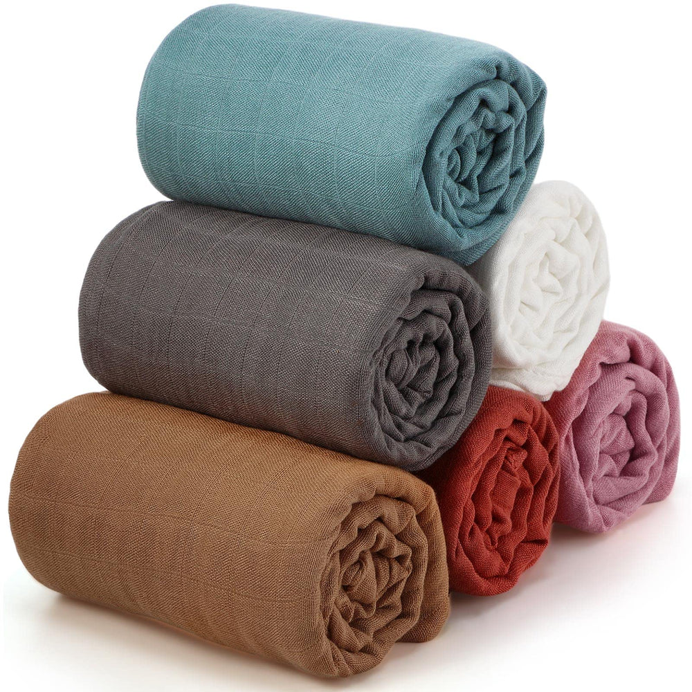 Preboun six-color muslin swaddle blanket ready for cozy newborn wrapping