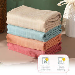 Preboun muslin towel close-up reveals breathable material and multi-layer construction.