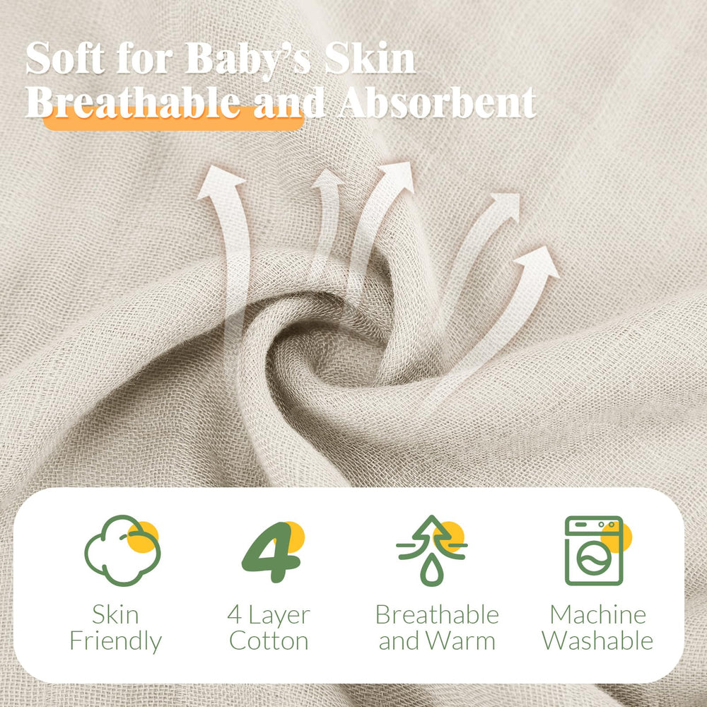 Preboun muslin wash cloth green close-up shows gentle cleansing during bath time