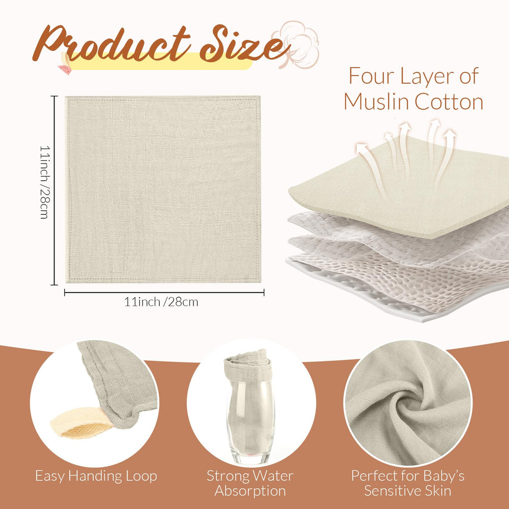 Preboun muslin washcloth in grey, ultra-soft and breathable