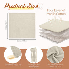 Preboun muslin washcloth in grey, ultra-soft and breathable