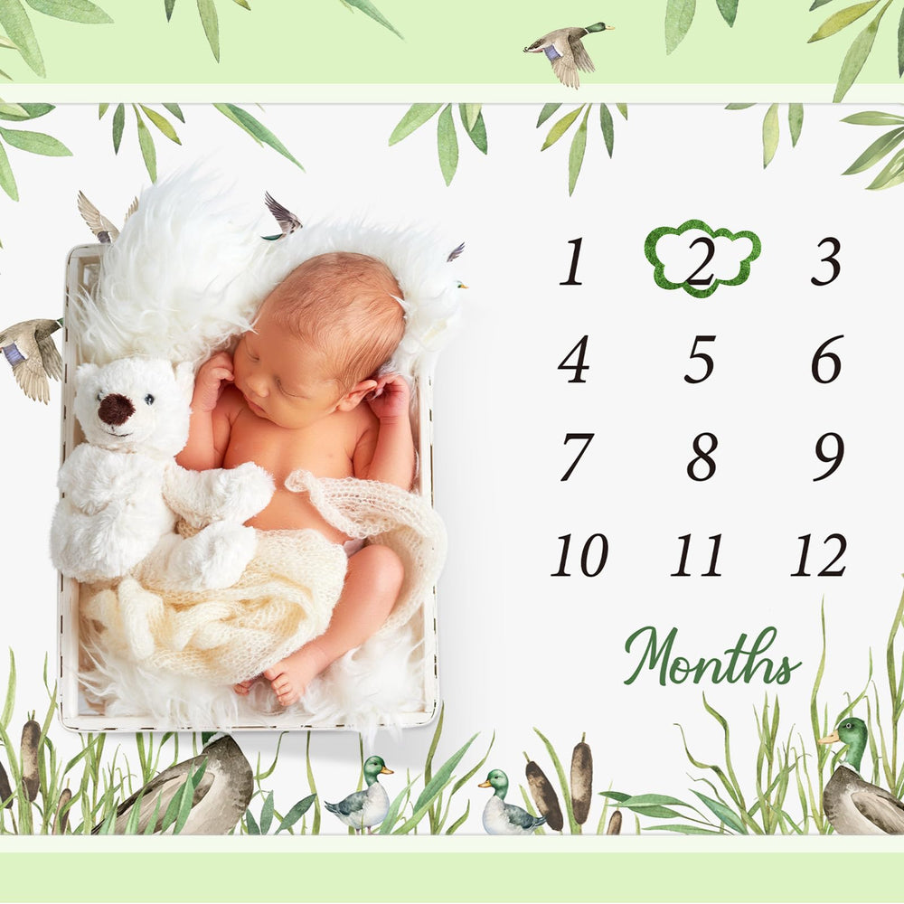 Preboun nursery decor featuring mallard theme to elevate nursery photos.