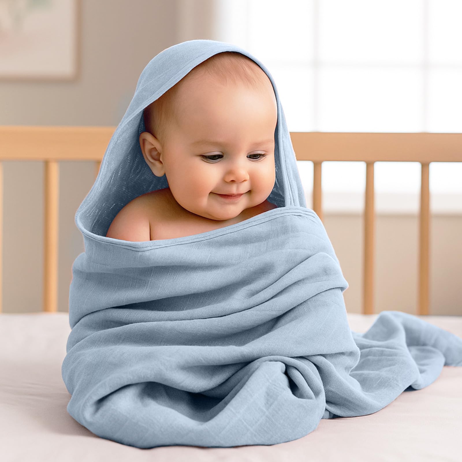 Preboun quick-dry cotton muslin bath towel for easy care.