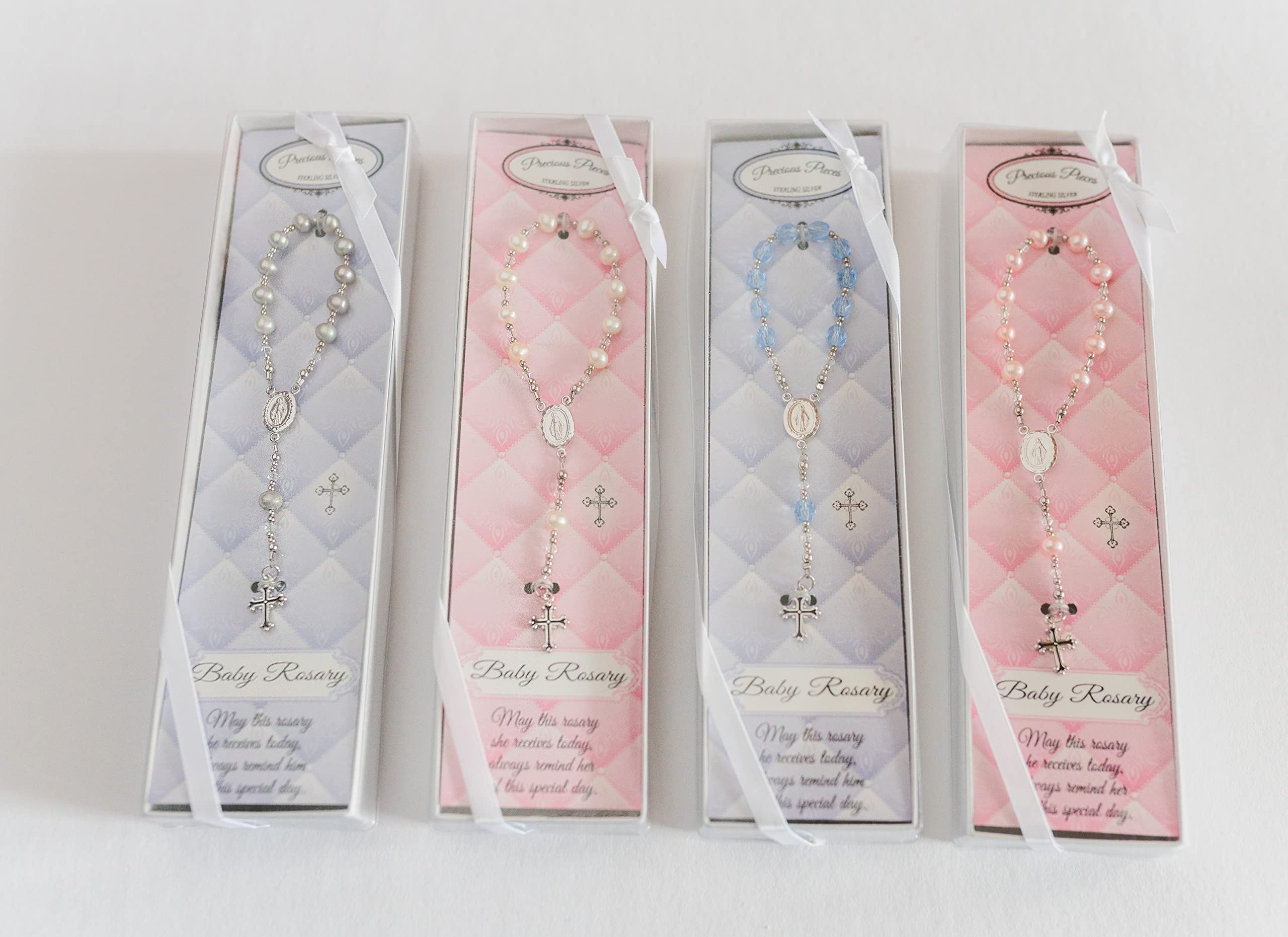 Precious Pieces sterling silver blue baby rosary ideal for christening use